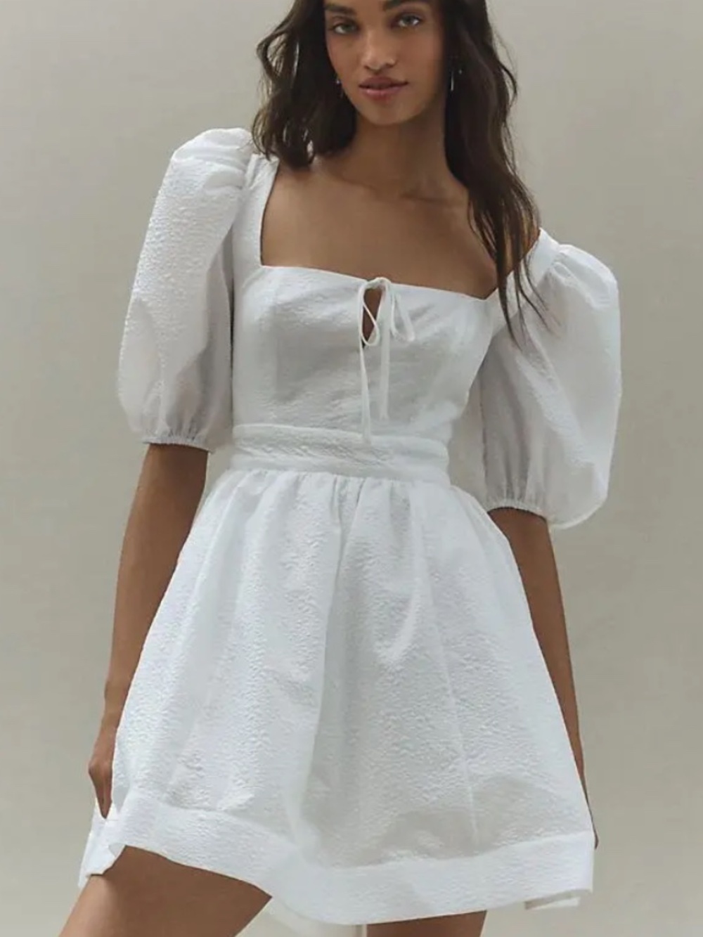BHLDN Chloe Puff-Sleeve Jacquard Mini Dress Size S